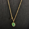 Wholesale Necklace Green Agate Irregular Double Pendant Clavicle Chain Titanium Steel 18K Gold Plated Geometric Style