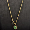 Wholesale Necklace Green Agate Irregular Double Pendant Clavicle Chain Titanium Steel 18K Gold Plated Geometric Style