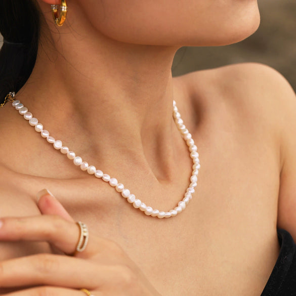 Wholesale Necklace Handmade Beaded Freshwater Pearl Geometric Stainless Steel Electroplating Women's
