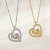 Wholesale Necklace Heartshaped Copper Gold Plated Pendant With Diamonds