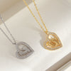 Wholesale Necklace Heartshaped Copper Gold Plated Pendant With Diamonds