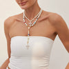 Wholesale Necklace Imitation Pearl Alloy Acrylic Diamond Geometric Electroplated Female Clavicle Chain