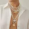 Wholesale Necklace Imitation Pearl Alloy Geometric Handmade Love Pendant