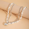 Wholesale Necklace Imitation Pearl Alloy Heart Shape Geometric Electroplating For Women