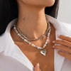 Wholesale Necklace Imitation Pearl Alloy Heart Shape Geometric Electroplating For Women