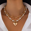Wholesale Necklace Imitation Pearl Alloy Heart Shape Geometric Electroplating For Women