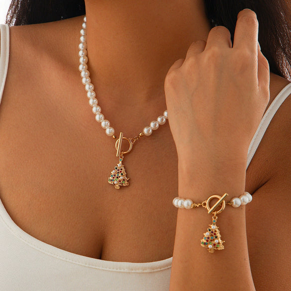 Wholesale Necklace Imitation Pearl Beaded Alloy Geometric Electroplating For Women
