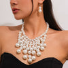 Wholesale Necklace Imitation Pearl Exaggerated Geometric Round Bead Electroplating For Women