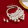 Wholesale Necklace Imitation Pearl Exaggerated Geometric Round Bead Electroplating For Women