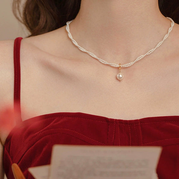 Wholesale Necklace Imitation Pearl Retro Geometric Handmade Women's