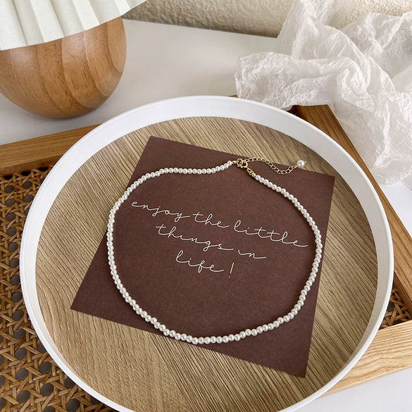 Wholesale Necklace Imitation Pearl Simple Geometric Clavicle Chain