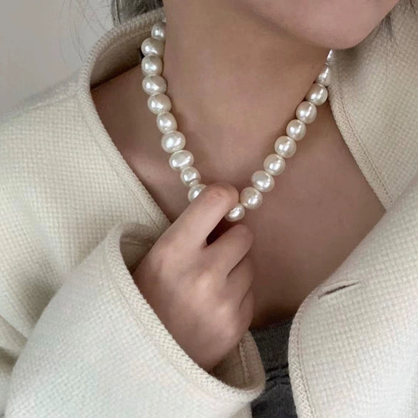 Wholesale Necklace Imitation Pearl Simple Geometric Clavicle Chain