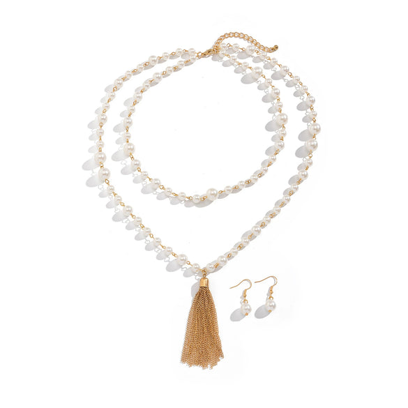 Wholesale Necklace Imitation Pearl Stacking Style Geometric Handmade For Women