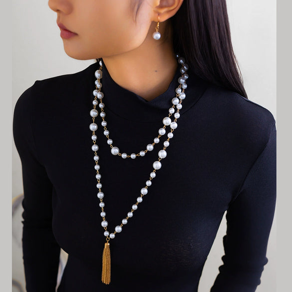 Wholesale Necklace Imitation Pearl Stacking Style Geometric Handmade For Women
