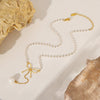 Wholesale Necklace Imitation Pearl 316L Stainless Steel Geometric Bow Light Luxury Electroplated
