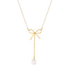 Wholesale Necklace Imitation Pearl 316L Stainless Steel Geometric Bow Light Luxury Electroplated