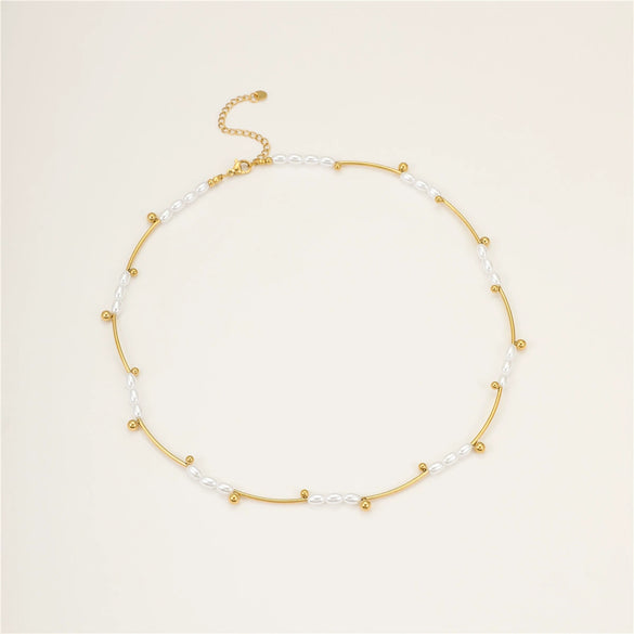 Wholesale Necklace Imitation Pearl Stainless Steel Geometric Electroplating Women's
