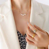 Wholesale Necklace Imitation Pearl 316L Stainless Steel Geometric Square Chain 18K Gold Plated