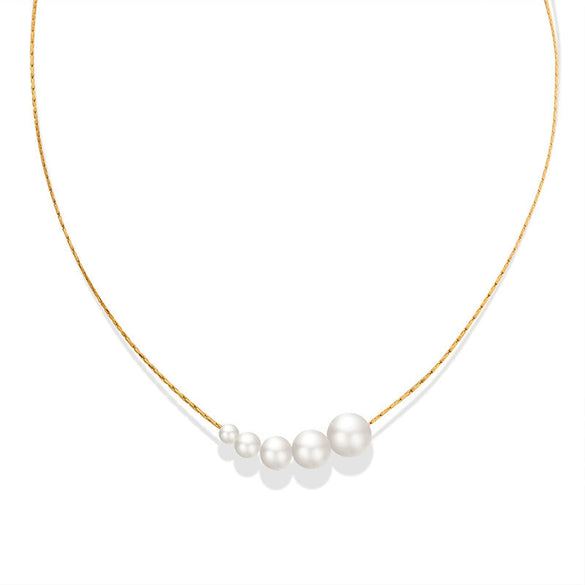Wholesale Necklace Imitation Pearl 316L Stainless Steel Geometric Square Chain 18K Gold Plated