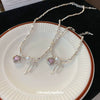 Wholesale Necklace Imitation Pearl Zircon Love Bow Set With Pearls Clavicle Chain For Women