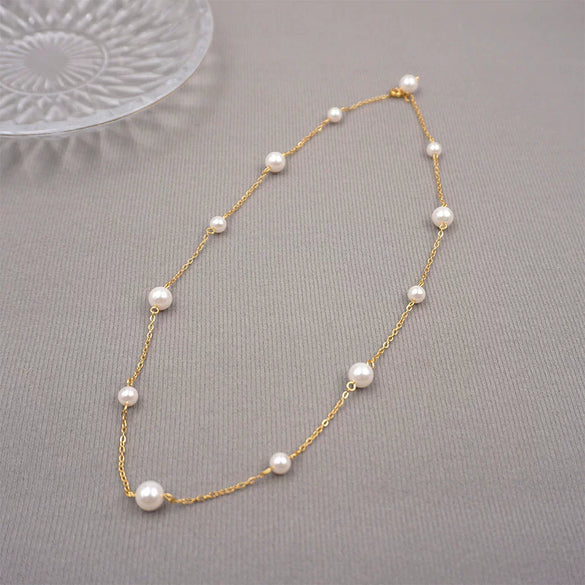 Wholesale Necklace Imitation Pearls Geometric Cross Chain Manual Design