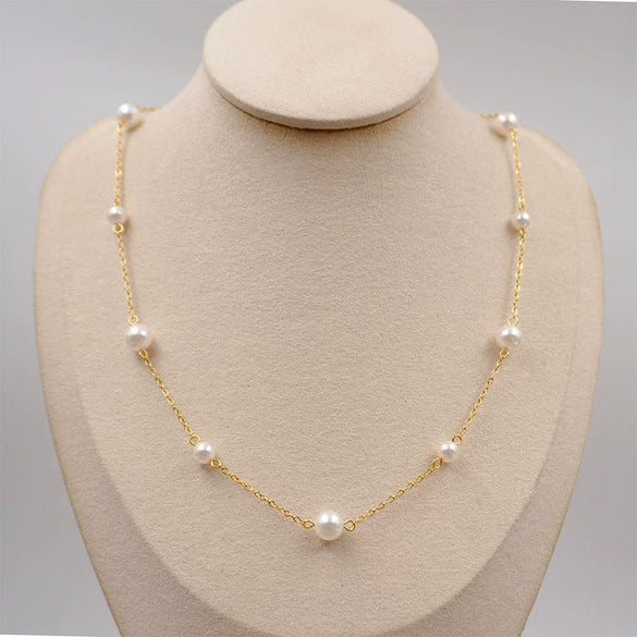 Wholesale Necklace Imitation Pearls Geometric Cross Chain Manual Design