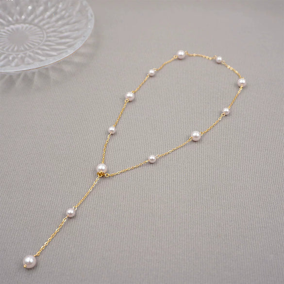 Wholesale Necklace Imitation Pearls Geometric Cross Chain Manual Design