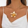 Wholesale Necklace Iron Dripping Oil Flower Exaggerated Electroplating Women's