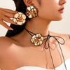 Wholesale Necklace Iron Dripping Oil Flower Retro Electroplating For Women