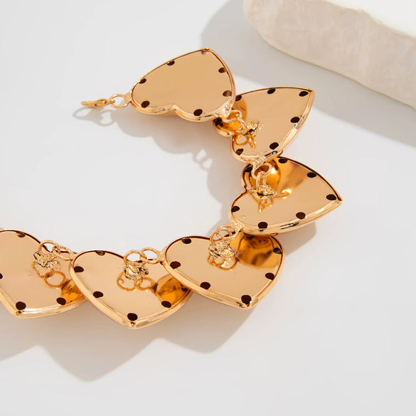 Wholesale Necklace Iron Heart Shaped Metallic Smooth Electroplated Love Clavicle Necklace For Women