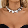 Wholesale Necklace Iron Heart Shaped Metallic Smooth Electroplated Love Clavicle Necklace For Women