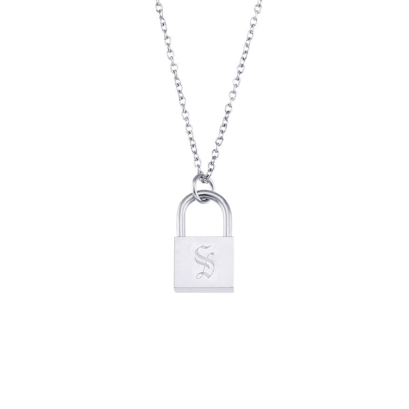 Wholesale Necklace Jewelry Stainless Steel And Titanium Steel Ancient English Letter Lock Pendant Electroplated For Women