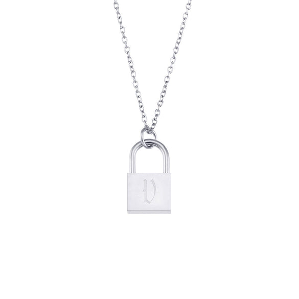 Wholesale Necklace Jewelry Stainless Steel And Titanium Steel Ancient English Letter Lock Pendant Electroplated For Women