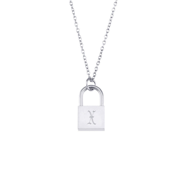 Wholesale Necklace Jewelry Stainless Steel And Titanium Steel Ancient English Letter Lock Pendant Electroplated For Women