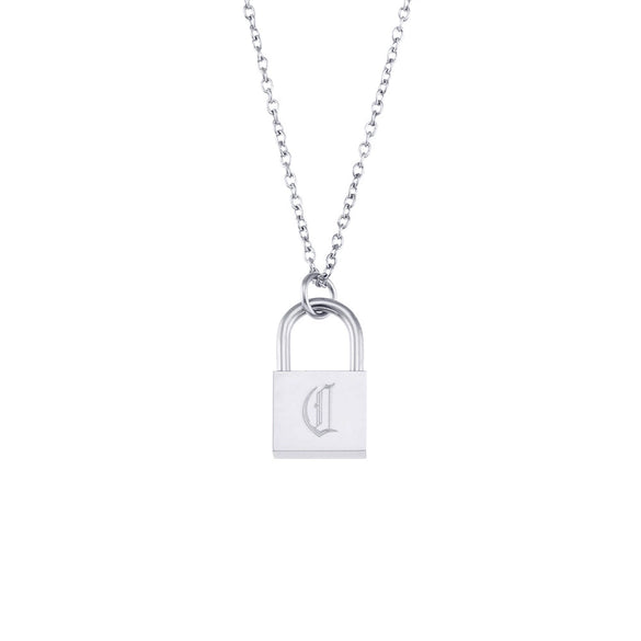 Wholesale Necklace Jewelry Stainless Steel And Titanium Steel Ancient English Letter Lock Pendant Electroplated For Women