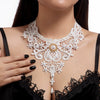 Wholesale Necklace Lace Pearl Alloy Dark Ruby Crystal Pendant Gothic Handmade Flower Style For Women