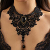 Wholesale Necklace Lace Pearl Alloy Dark Ruby Crystal Pendant Gothic Handmade Flower Style For Women