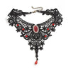 Wholesale Necklace Lace Pearl Alloy Dark Ruby Crystal Pendant Gothic Handmade Flower Style For Women