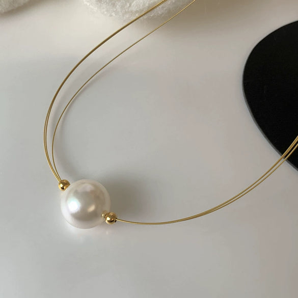 Wholesale Necklace Mixed Material Pearl Geometric Style Electroplating Women's