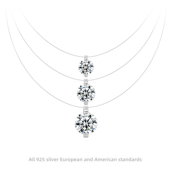 Wholesale Necklace Moissanite 925 Sterling Silver Geometric Set With Diamonds Fishing Line Chain Women's Simple Style