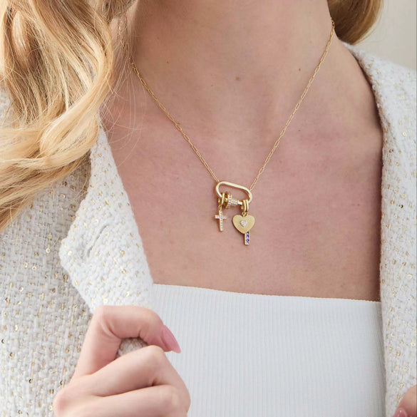 Wholesale Necklace Multipendant Series Pearl Love Cross Stainless Steel Goldplated Geometric O Word Chain