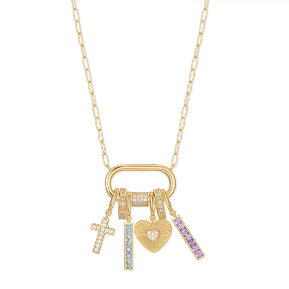 Wholesale Necklace Multipendant Series Pearl Love Cross Stainless Steel Goldplated Geometric O Word Chain