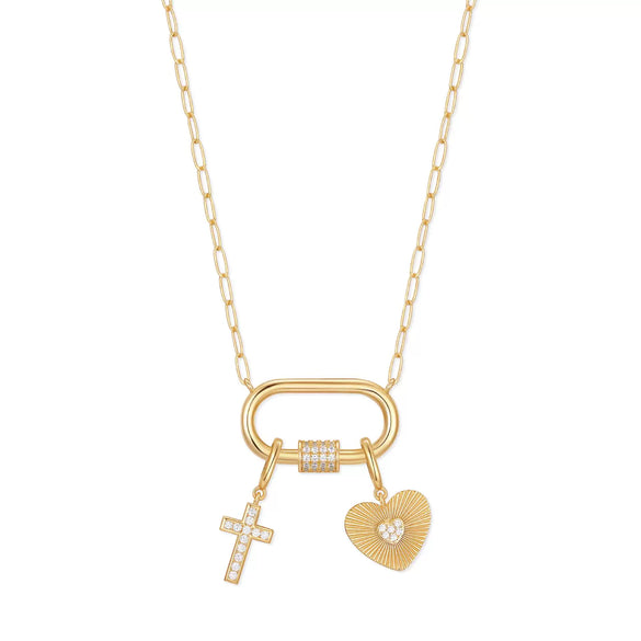 Wholesale Necklace Multipendant Series Pearl Love Cross Stainless Steel Goldplated Geometric O Word Chain