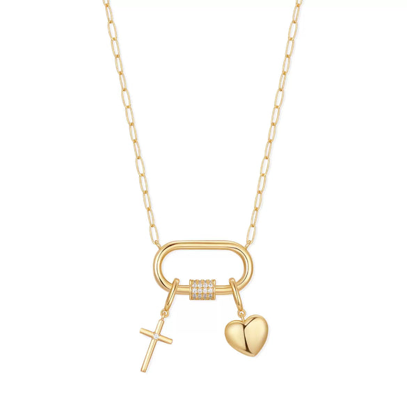 Wholesale Necklace Multipendant Series Pearl Love Cross Stainless Steel Goldplated Geometric O Word Chain