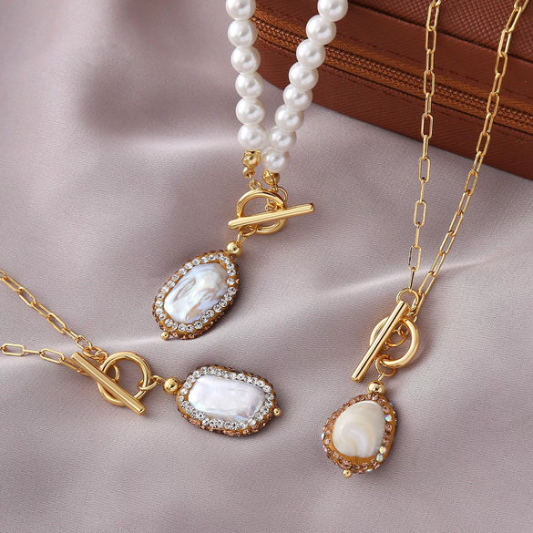 Wholesale Necklace Natural Pearl Copper Geometric Electroplating For Women