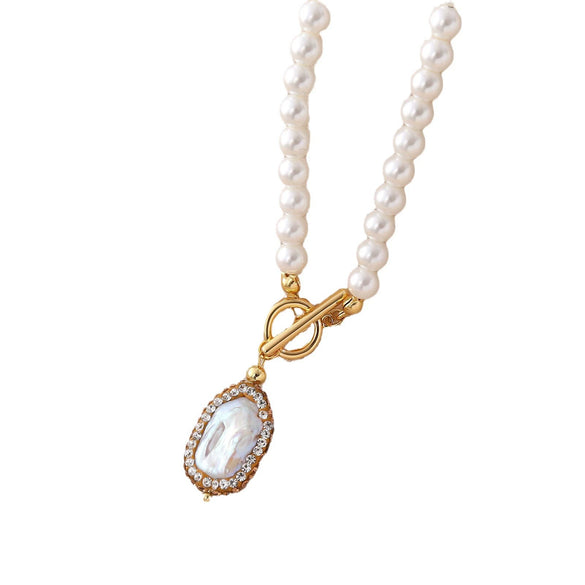 Wholesale Necklace Natural Pearl Copper Geometric Electroplating For Women