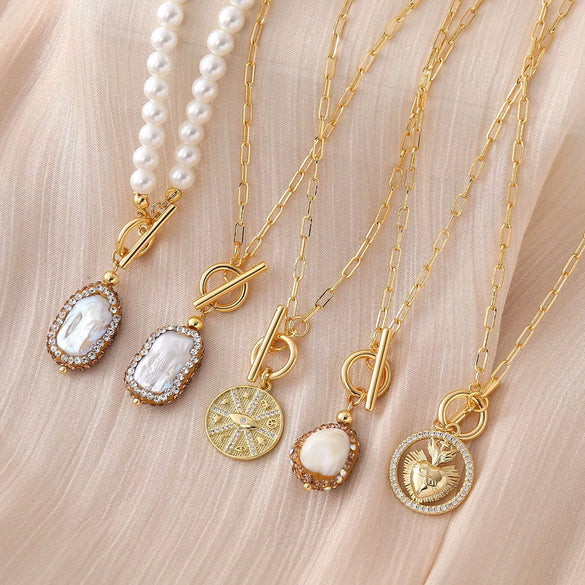 Wholesale Necklace Natural Pearl Copper Geometric Electroplating For Women