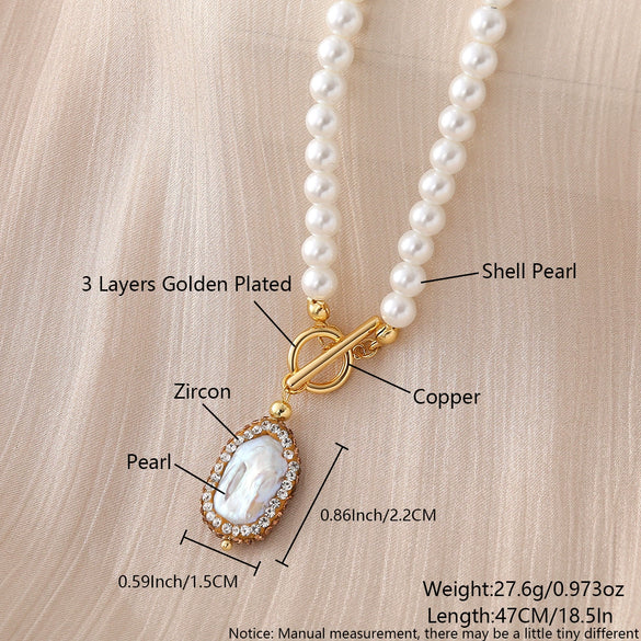 Wholesale Necklace Natural Pearl Copper Geometric Electroplating For Women