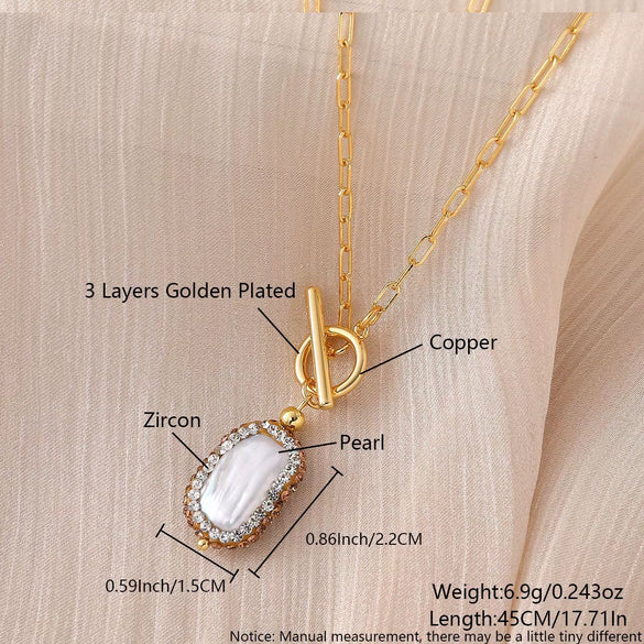 Wholesale Necklace Natural Pearl Copper Geometric Electroplating For Women