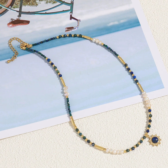 Wholesale Necklace Natural Stone Freshwater Pearl Geometric Handmade Light Luxury